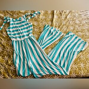 Striped romper, tie back